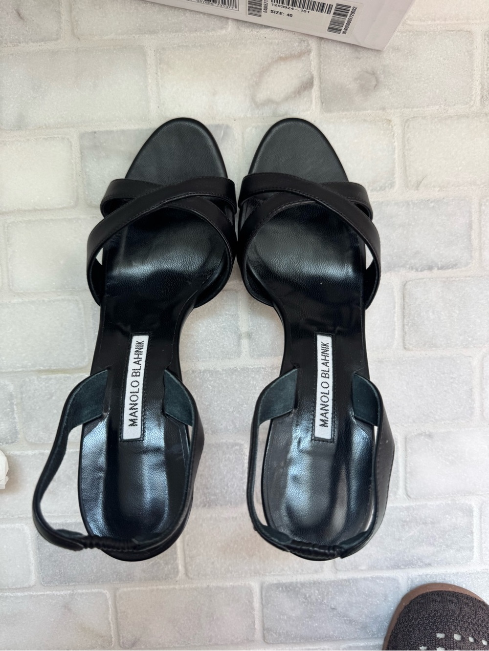 Manolo Blahnik Black Leather Callasli heel - Picture 7 of 12